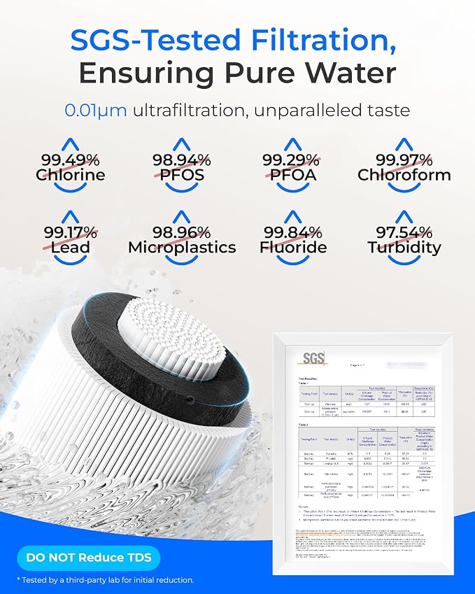 Waterdrop 17UB-UF 0.01 μm Ultra Filtration Under Sink Water Filter System | Reduces Lead, Chlorine, Bad Taste & Odor, with Dedicated Brushed Nickel Faucet, 3 Years