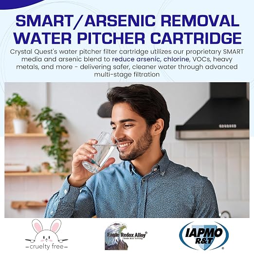 Crystal Quest SMART/Arsenic Removal Water Filter Pitcher Cartridge – Advanced Filtration for Clean, Healthy Water, Removes Contaminants, Long-Lasting, Easy Installation - 1,000 Gallons [Pack of 2]