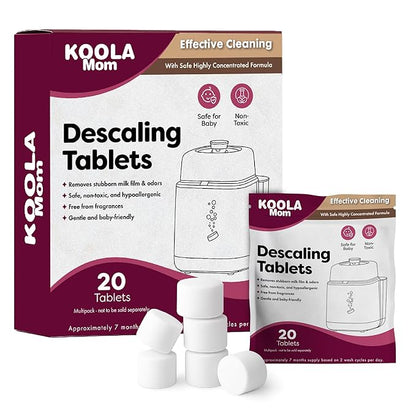 Descaling Tablets for Bottle Washer & Warmers - Descaler for Milk & Limescale Removal - Compatible with Momcozy, Baby Brezza & GROWNSY 20 Count