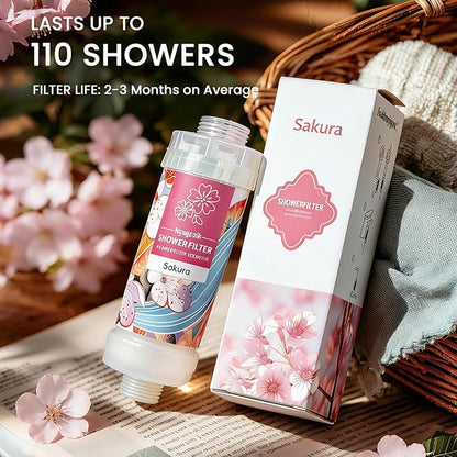 Vitamin-C Handheld Showerhead Filter For Hard Water, Luxurious Scent Skin Care & Hair Enhancement Softener Purifier, Aromatherapy Water Purify, Sakura Odor