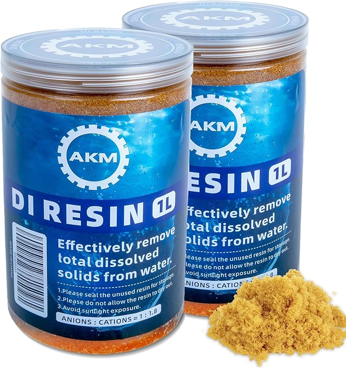 AKM Mixed Bed Deionized Di Resin Filter Fill, for Car Wash System, Aquarium Filters, Deionized Water,DI Resin Filter Cartridge Refill,1L x 2