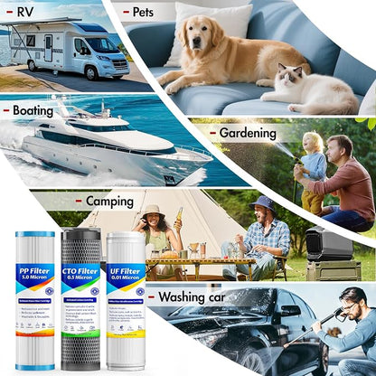 Rv Water Filter Replacement Cartridge, 0.01 Micron Replacement Cartridge for Universal 2.5" X 10" Rv Water Filter System, Compatible With WLSINJL Ultra Rv Water Filters, 3 Pack