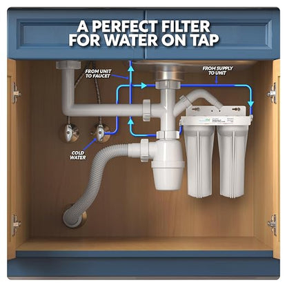 AquaticLife 2-Stage Sediment and Carbon Plus Water Filter System | Captures sediment and reduces chlorine and chloramine for freshwater aquarium water or pretreatment before RO/DI systems