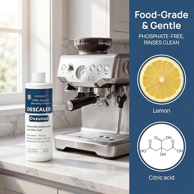 Descaling Solution（4 Uses） Compatible with Breville Descaling Solution & Coffee Machines, 16.9 fl oz Concentrated Liquid with Citric Acid, Eco-Friendly 4 Use Bottle (1)