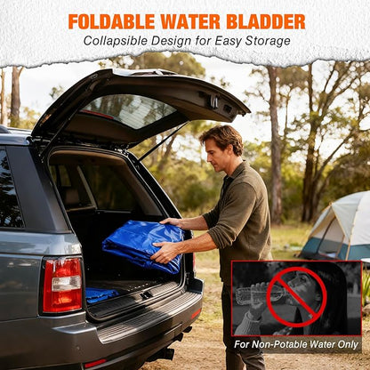 Yesker Portable Water Storage Bladder 30 Gallon – Heavy-Duty 1000D PVC Foldable Water Bladder Tank with 3/4" PVC Spigot for Garden, Camping & Car Use