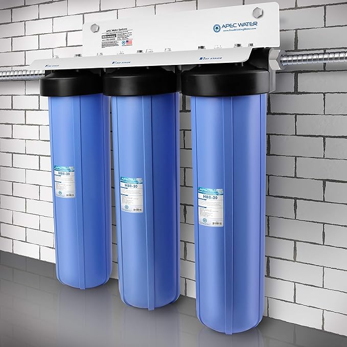APEC Water Systems 3-Stage Whole House Water Filter System with Sediment, GAC Carbon and Carbon Block Filters (CB3-SED-CAB-CBC20-BB)