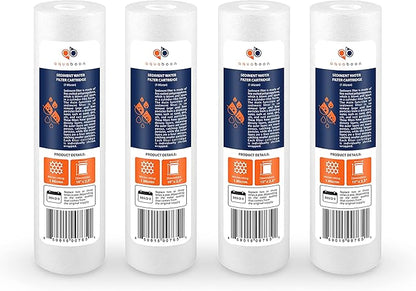 Aquaboon 10” x 2.5” Whole House and Reverse Osmosis Sediment 1 Micron Water Filter Cartridge | COMPATIBLE WITH: Culligan P1, Pentek P1, PD-1-934, P5, AP110, WFPFC5002, CFS110, RS14, WHKF-GD05 (4-PACK)