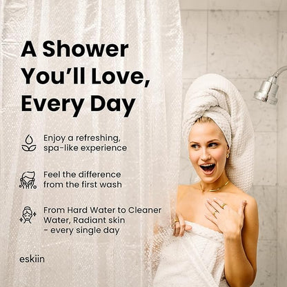 Eskiin Filtered Shower Head - Best Shower Head With Filters For Healthy Hair & Skin - High Pressure Water Softener For Hard Water - Reduce Dandruff, Protect Colored Hair, And Soothe Dry Skin (Black)