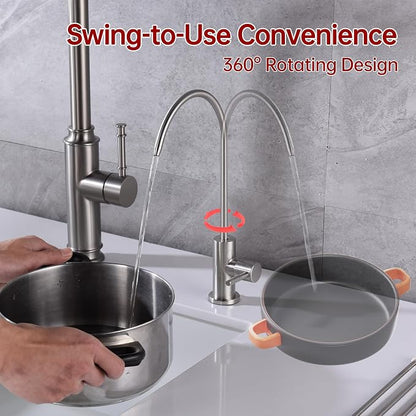 SUMERAIN Drinking Water Faucet for Kitchen Sink, NSF Certification | Brushed Nickel, Lead-Free, SUS304 Stainless Steel, Water Filter Faucet for Reverse Osmosis or Water Filtration System