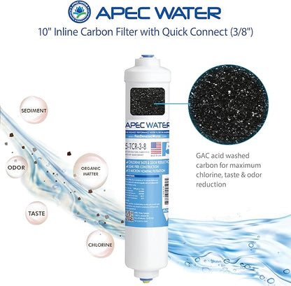 APEC Ultimate Series US Made 10" Inline Carbon Filter with Quick Connector (3/8")