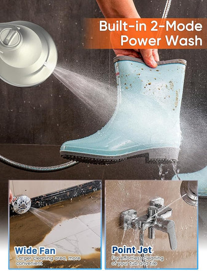 Pavezo® High Pressure Handheld Shower Head with Filter, ON/OFF Switch Pause Button, 10-mode Shower Head with Hard Water Softener Filters, SS Hose, Anti-clog & Powerful Clean Tile & Pet, Brushed Nickel