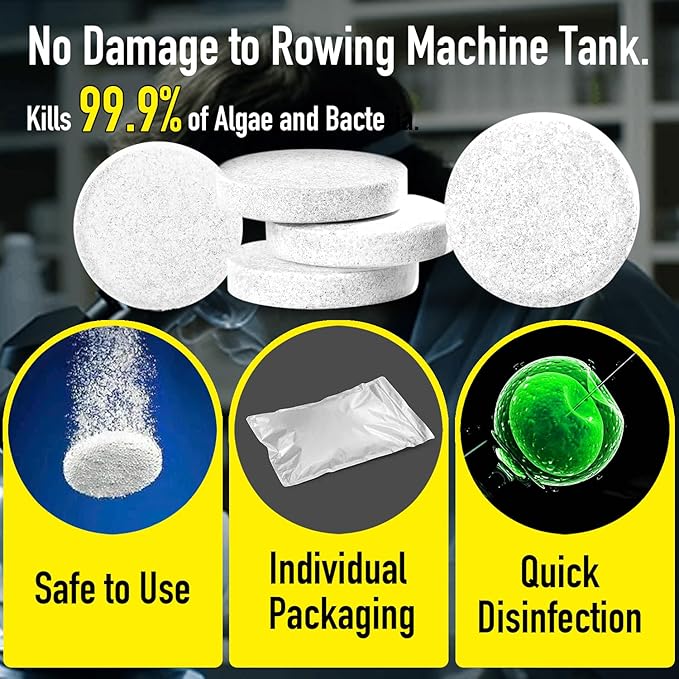 Water Purification Tablets for Rowing Machines | Safe & Eco-Friendly Tank Cleaner for Fresh, Odor-Free Water | Easy-to-Use Cleaning Solution for All Water Rowers (8)