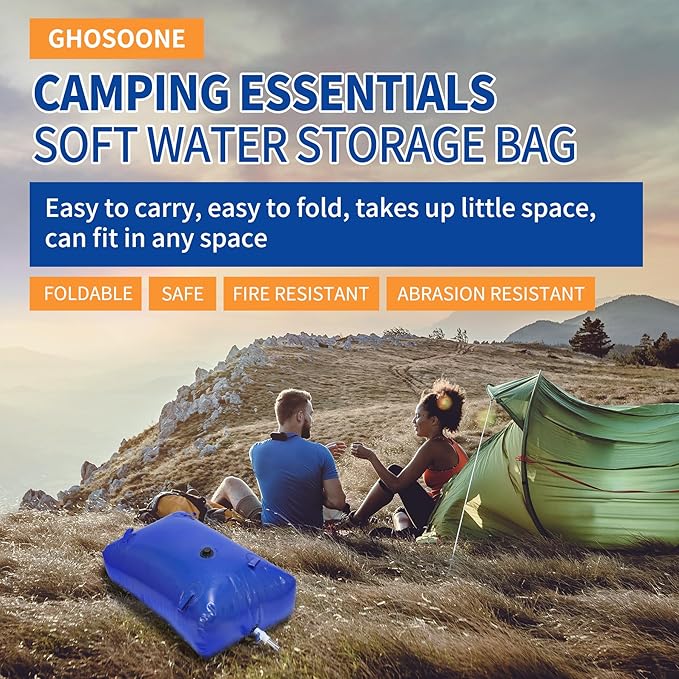GHOSOONE 330 L/87 Gal Water Bladder Tank, Foldable Portable Water Storage Container, Emergency Water Bag for RV, Truck Bed, Fire Prevention, Drought Resistance, Blue
