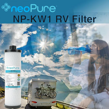 Neo-Pure KW1 Replacement Filter Cartridge – Compatible with Select Under-Sink Filtration Systems, Carbon Block Water Filter for RCS/FR1 Housings in Forest River Campers, Boats, and RVs