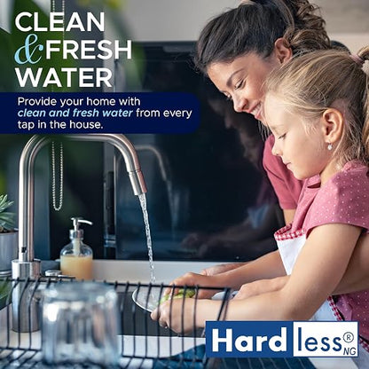 Hardless NG4 Whole House Water Filter with Extra NG4 Replacement Cartridge - Salt-Free Water Softener Alternative, 3/4" Inlet/Outlet, Compact, Easy to Install, Designed for Areas w/Hard Water
