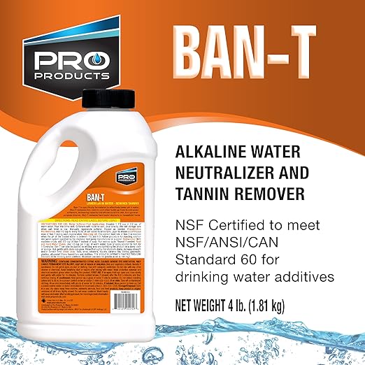 Ban-T Alkaline Water Neutralizer and Cleaner – Water Softener Tannin and Iron Removal Cleaner - Removes Hard Water Deposits, Lime Scale, Iron Staining – Restores Water Softener Efficiency