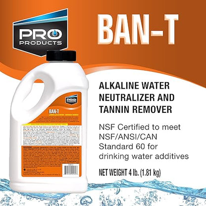 Ban-T Alkaline Water Neutralizer and Cleaner – Water Softener Tannin and Iron Removal Cleaner - Removes Hard Water Deposits, Lime Scale, Iron Staining – Restores Water Softener Efficiency