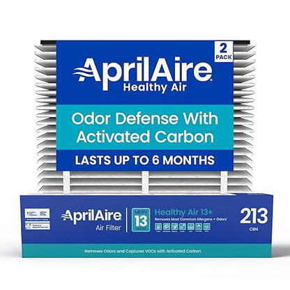 AprilAire 213CBN Replacement Filter for AprilAire Whole House Air Purifiers - MERV 13 with Carbon, Healthy Home Allergy + Odor Reduction, 20x25x4 Air Filter (Pack of 2)