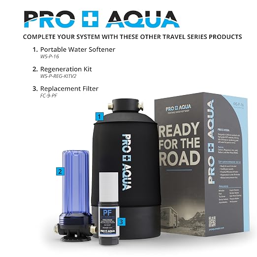 PRO+AQUA 2-Stage Regeneration/Filtration Kit for Portable Water Softeners - Removes Chlorine, Bad Taste, Odors, Sediment, Bacteria - Universal Fit, Protects System, 5 Micron (WS-P-REG-KIT)