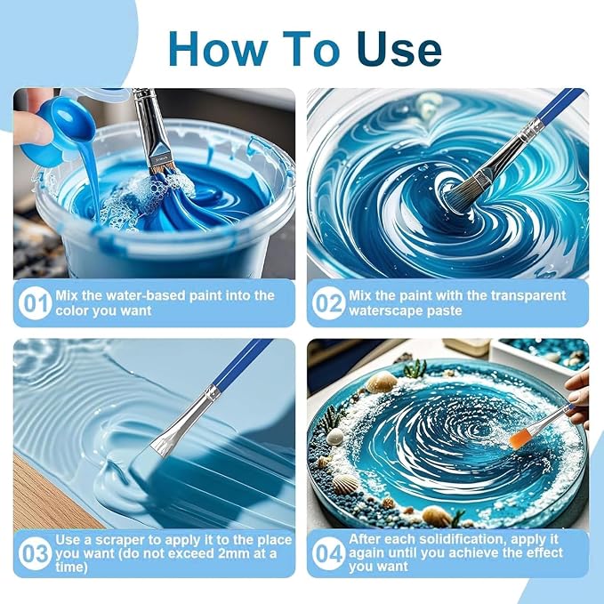 50ml Water Scenery Paster, Paint Mediums & Additives, Water Effect Paste, Suitable For Rivers, Oceans, Lakes, Static Scenes - Model For Aquariums (Dark Blue)