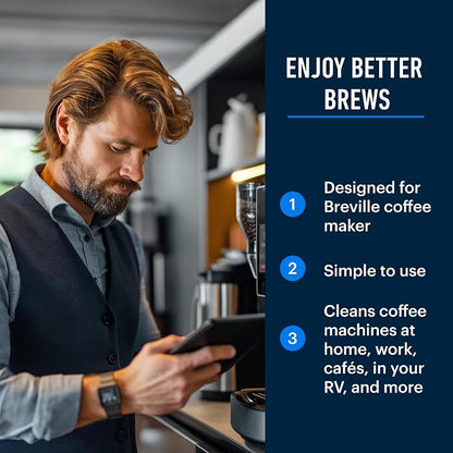 Essential Values Descaling Solution Compatible with Breville, Coffee Pot Cleaner, Descaler Specially Formulated for Breville Coffee Machines,12 Month Supply, 2-Pack