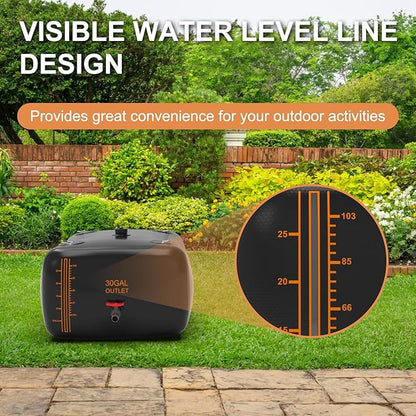 30 Gallon Water Bladder, 1000D PVC Foldable Portable Water Tank, Black Large Capacity Water Bag Container for Garden, Drought Resistance, Fire Prevention, Emergency Supply