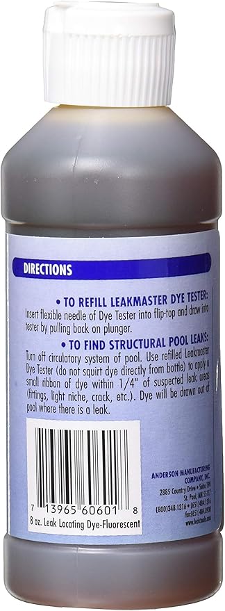 Anderson Refill Florescent DYE for Pool and SPA, 8 FL.OZ, Fluorescent-Yellow