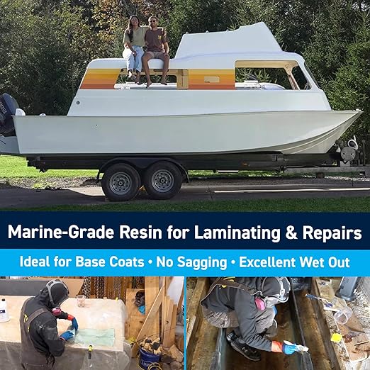 TotalBoat Polyester Laminating Resin - Marine Grade Fiberglass Resin and MEKP Catalyst for Layups and Repairs (Gallon)