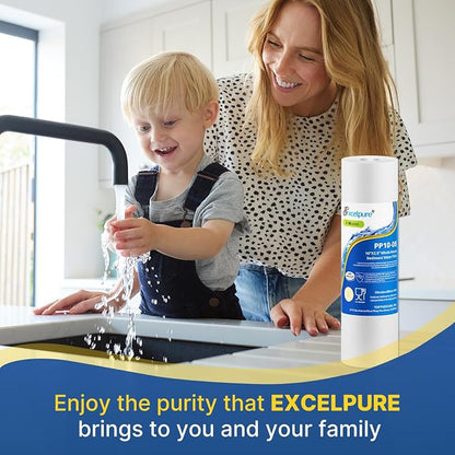 EXCELPURE 5 Micron 10" x 2.5" Whole House Sediment Home Water Filter Cartridge Replacement for Any 10 inch RO Unit, Culligan P5, Aqua-Pure AP110, Dupont WFPFC5002, CFS110, WHKF-GD05, PP10-05, 3PACK