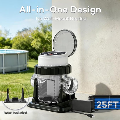 Salt Water Pool Chlorinator System for Above Ground Pools 15,000 Gallons | Built-in Salinity Sensor, Smart All-in-One Design, Plug-in Salt Chlorine Generator, Easy to Set-Up, Clear Housing