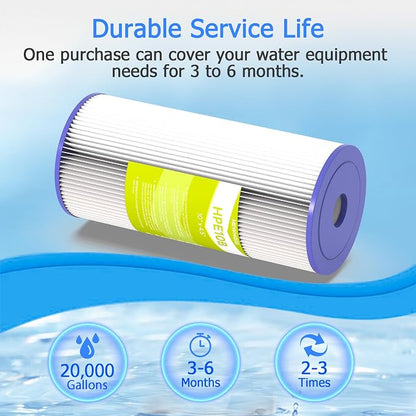 5 Micron Whole House Water Filter Cartridge, 10" x 4.5", 4-Pack | Pleated Sediment Filters for Well Water, Replacement for FXHSC, GXWH40L, GXWH35F, W50PEHD, W10-PR, R50-BBSA