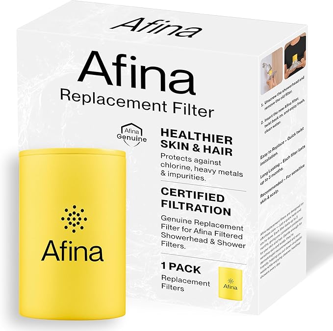 Afina Replacement Filter for Afina Filtered Showerhead & Shower Filter - High Pressure Shower - Reduces Dry Itchy Skin, Dandruff, Eczema, and Dramatically Improves The Condition of Your Skin and Hair