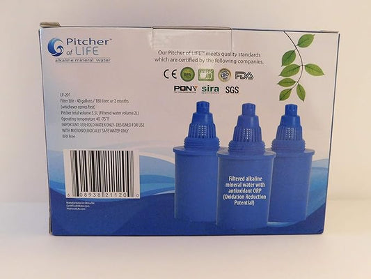 Pitcher of Life Alkaline Water Pitcher Replacement Filters - 3 Pack