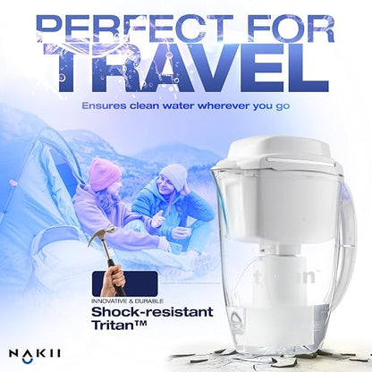 Water Filter Pitchers, 10 Cup Advanced Tap Water Aqualen Filtration Technology, Smart Pitcher with Filter Alert, BPA Free Tritan Plexiglass, 1 Filter Cartridge, Nakii by Aquaphor