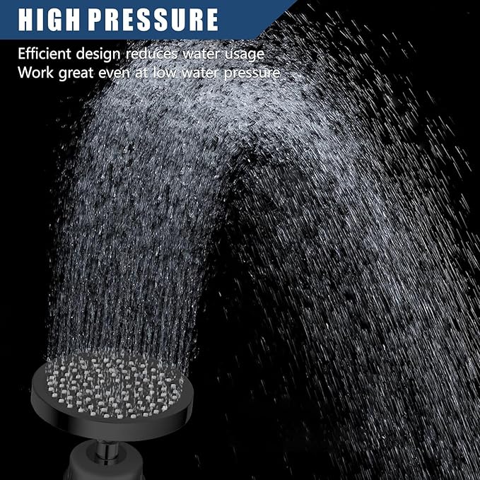 Filtered Shower Head with Extension Arm, High Pressure Rain Showerhead Filter Set for Hard Water Removes Chlorine and Harmful Substances (Matte Black)