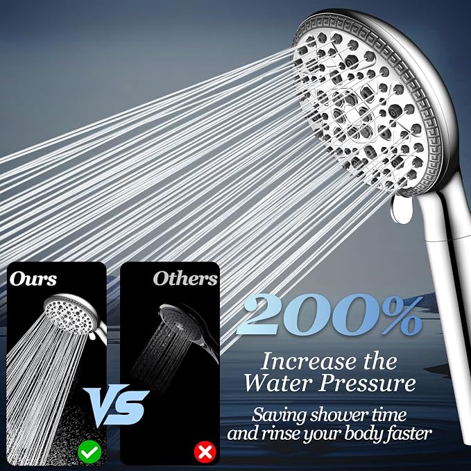 FEELSO Filtered Shower Head with Handheld, 9 Spray High Pressure Hand Held Showerhead with Filters, Water Softener Shower Heads for Hard Water with Leakproof Hose - Remove Chlorine -Power Wash for Pet