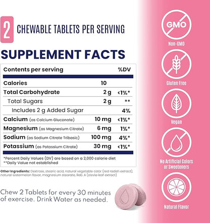 SaltStick Electrolyte FastChews - 120 Watermelon Resealable Chewable Electrolyte Tablets for Hydration, Salt Tablets for Running - 120 Tablets