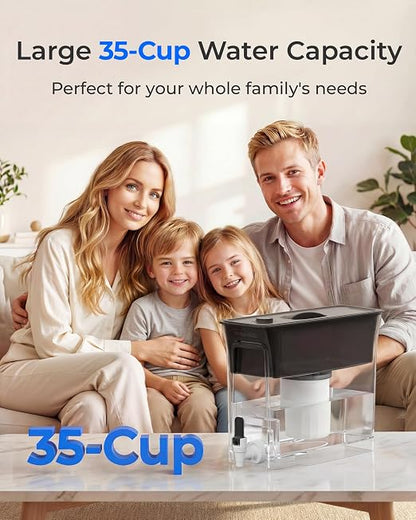 Waterdrop WFD-03L Water Filter Dispenser, TDS Reduction, 35-Cup, White | 6-Stage Advanced Filtration, Large Capacity with 1 Filter, Reduce Chlorine, PFOA/PFOS and More for Healthier