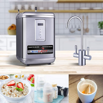 Ready Hot 41-RH-300-F570-CH Instant Hot Water Dispenser System, 2.5 Quarts, Digital Display Single Lever Hot Water Faucet Polished Chrome