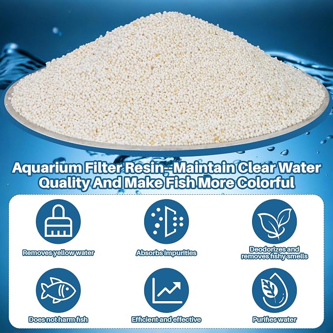 RAINFLOW Aquarium Resin - Organic Filtration Resin Remove Driftwood Tannins,Aquarium Filter Media Bags for Aquarium, Freshwater and Saltwater, Fish Tank,Trutle, Pond (5)