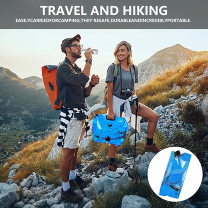 Collapsible 8L Water Storage Bag, BPA-Free Portable Folding Water Jug with Adjustable Faucet, Leakproof Emergency Water Bag for Camping, Hiking, Riding, Outdoor Sport (2, Blue)