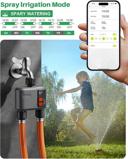 WiFi Sprinkler Timer 2 Zone with 984 Feet RF Gateway, 2 Pack Smart Water Timer for Garden Hose with Rain Delay/Manual/Automatic,WiFi Water Hose Timers for Garden & Lawns