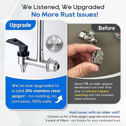 LCF 𝐒𝐢𝐥𝐯𝐞𝐫 𝐈𝐨𝐧𝐬 Enhanced Gravity Water Filter System, Reliable Alternative to Berkey Water Filter System, NSF/ANSI 42&372 Standard, Reduces 99% Chlorine, 6 Filters, Water Level Spigot, 3Gal