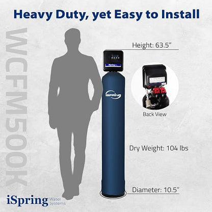 iSpring WCFM400K Whole House Iron and Manganese Water Filter System, Digital Control with Automatic Regeneration & Air Injection, Set & Forget Design
