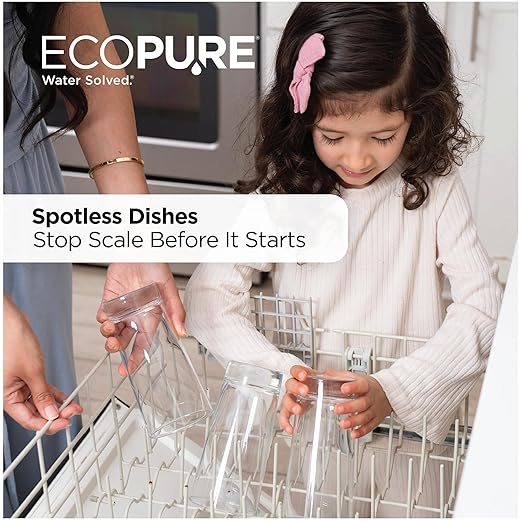 EcoPure EPH130 Whole House Water Softener & Filtration System – 2-in-1 Design for Soft Water & Better-Tasting Drinking Water, AutoSense AI Technology