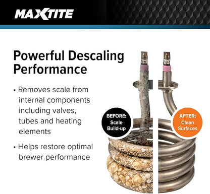 MAXTITE Coffee Descaler (32 fl oz) - Removes Limescale & Buildup from Espresso, Drip, Pod & Single-Serve Machines | Improves Performance & Brew Quality