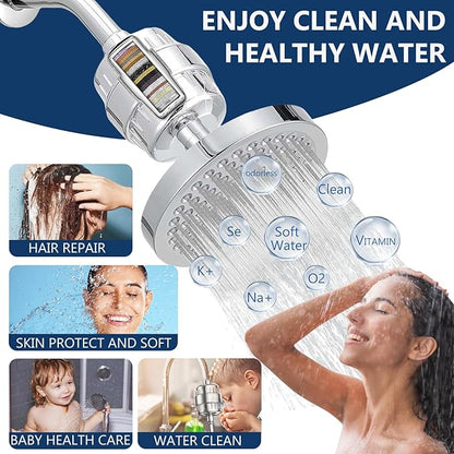 4-Pack 20 Stage Shower Filter Replacement Cartridge - Shower Head Filter Replacement Cartridge for Hard Water, Chlorine, Heavy Metals, High Output Shower Water Softener
