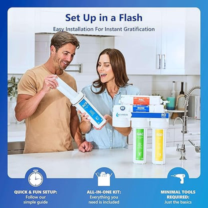 Express Water Reverse Osmosis Alkaline Water Filtration System – 10 Stage RO Water Filter with Faucet and Tank – Under Sink Water Filter with Alkaline Filter for Added Essential Minerals – 50 GPD