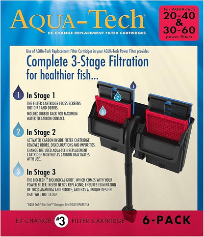 Aqua-Tech EZ-Change Aquarium Replacement Filter Cartridge EZ #3 - 6 Count