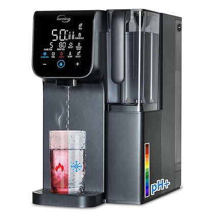 iSpring RCD100HCG Hot & Cold Reverse Osmosis System Countertop, Alkaline RO Water Filter Dispenser, 9 Temperature & 6 Dispensing Volume Options, TDS & Filter Lifespan Monitor, Plug and Play